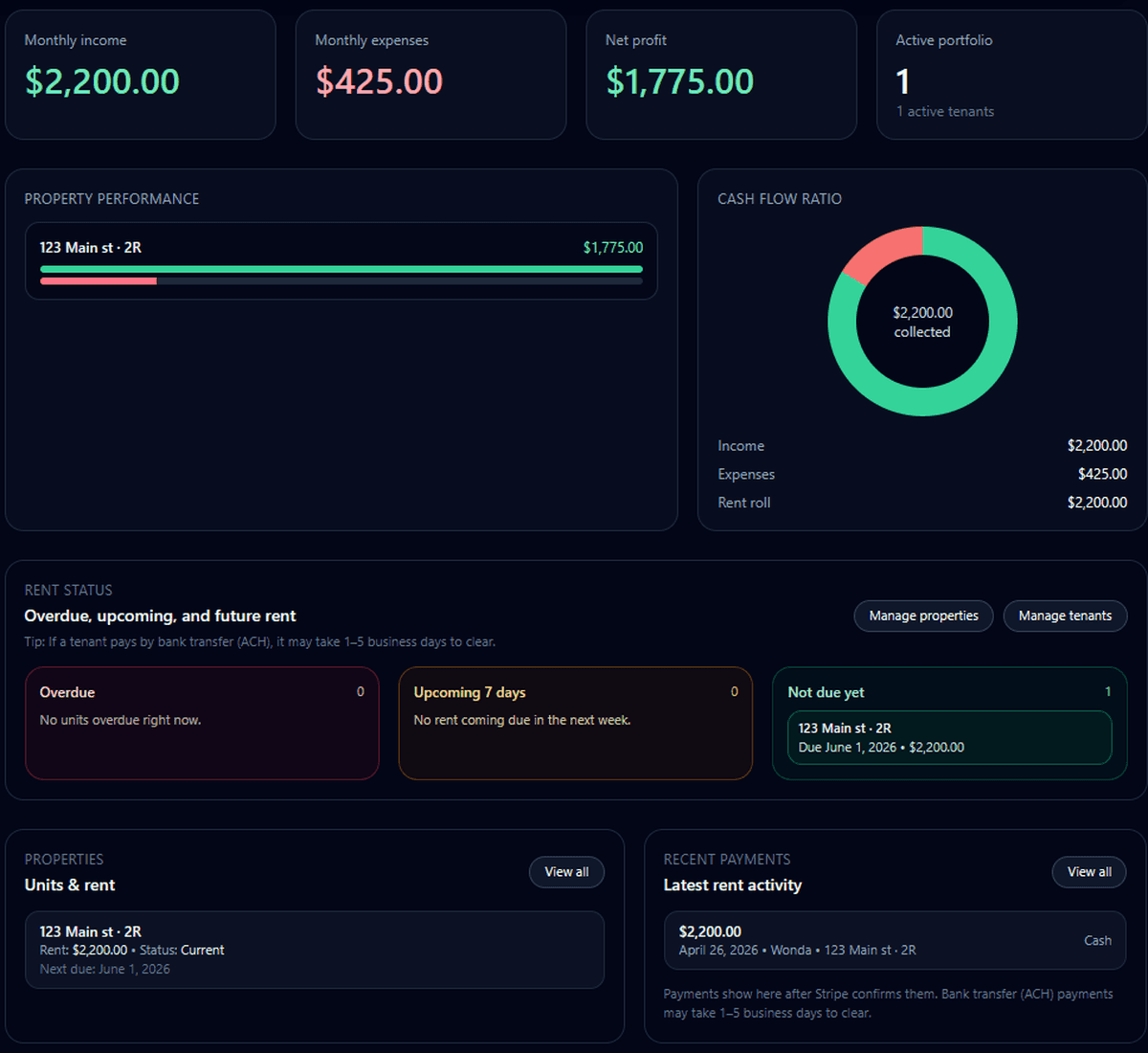 Landlord dashboard preview